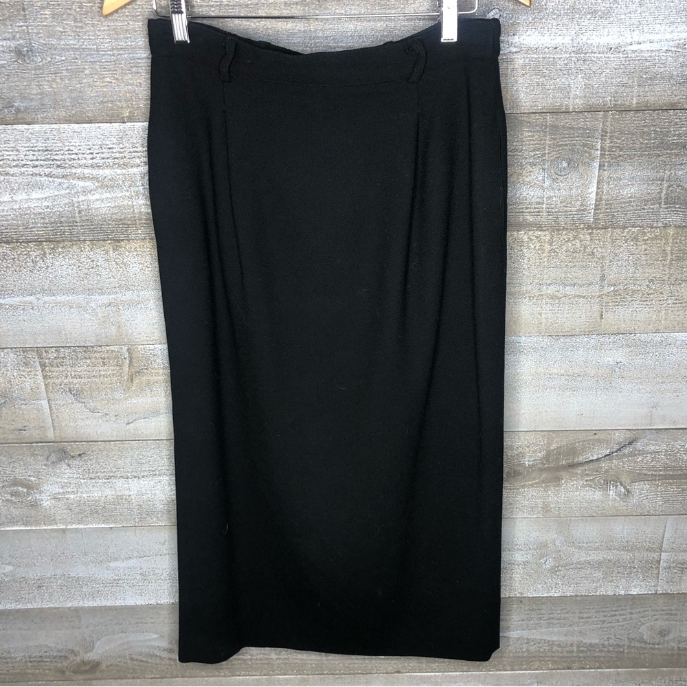 Talbots 100% worsted wool straight a line black pencil dress skirt